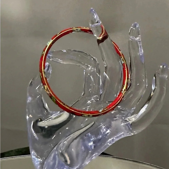 💎💟Women’s Vintage Cloisonné Hand Painted Gold Lines Floral Bangle  Bracelet 8” - Picture 2 of 15